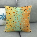 Fodera per cuscino in lino con motivi a cuore colorati su sfondo giallo sfumato vivace - Stile Cuori Densi Colorati Sfumati