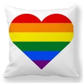 Square peach skin throw pillowcase featuring a vibrant rainbow heart on white background - Six-color Rainbow Heart Style (31)