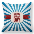 Housse de coussin carrée à rayures bleues et blanches avec texte Happy Friendship Day - Bleu Blanc Radiant Jour de l'Amitié (35)