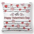 Federa quadrata per San Valentino con cuori rossi e motivi a uccellini neri - Stile Uccello Cuore a Strisce (38)