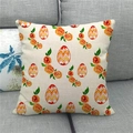 Easter pillowcase with orange roses and colorful eggs on linen fabric over a grey sofa - 18x18 Inch / Orange Rose Wave Pattern Egg (16)