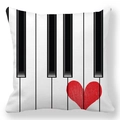 Federa per cuscino in pelle di pesca con cuore rosso e motivo di tasti di pianoforte - Stile Tasto Pianoforte Cuore (40)