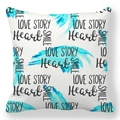 Federa in pelle di pesca con pennellate blu acquerello e scritte Love Story - Stile Storia d'Amore ad Acquerello Blu (37)