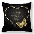 Housse de coussin Saint-Valentin noire et dorée avec motif de cœur et papillon - Papillon Or Noir (20) / 45x45cm