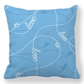 Federa per cuscino azzurra con cuore punteggiato bianco e scritta decorativa love - Stile Cuore a Linea Tratteggiata Blu Cielo (34)