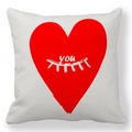 Fodera per cuscino bianca con cuore rosso e scritta you in stile calligrafico - Stile YOU Cuore (34)