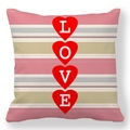Peach skin pillow cover featuring pink stripes, red hearts and LOVE text design - LOVE Stripe Style (21)
