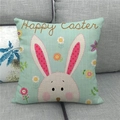 Funda de cojín de Pascua con conejo lindo y texto Happy Easter sobre un sofá gris - Happy Easter Verde Claro Dibujos Animados Conejo Floral (18)