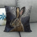 Detailed texture of rustic linen pillowcase featuring a realistic rabbit portrait - Realistic Brown Rabbit Burlap Style (12)
