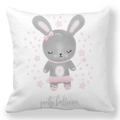 Easter peach skin pillowcase featuring a cute ballerina bunny and stars design - 18x18 Inch / Pretty Ballerina White Rabbit in Pink Dress (34)