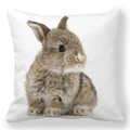 Detail showing high-definition rabbit print texture on white square pillowcase - Realistic Gray Bunny (2)