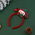 Diadema navideña de muñeco de nieve luminosa con gorro de cuadros en fondo festivo - Muñeco de nieve