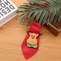 Sparkly red Christmas pet necktie with plush reindeer head and green bow tie - Non-Luminous / Deer Style