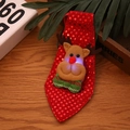Red sequin Christmas tie for kids with a glowing LED plush reindeer character - Light-up / Deer Style