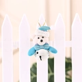 Adorno oso blanco de Navidad con gorro de lentejuelas azules y campana de metal blanco - Oso / Campana Blanca / Azul