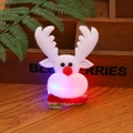 LED glowing reindeer Christmas brooch with white fur and festive red blue flashing lights - Red Glowing Reindeer Style