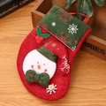 Calza di Natale con design pupazzo di neve 3D e polsino verde con fiocchi di neve - Pupazzo di Neve Vintage / Piccolo