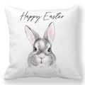 Detailed view of Happy Easter watercolor rabbit illustration on white peach skin pillowcase - 18x18 Inch / Happy Easter Handwritten Font (23)