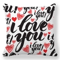 White peach skin pillowcase with red hearts and black 'i love you' cursive script - Black White Handwritten I Love You Style (27)