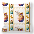 Detail of square peach skin pillowcase with colorful Easter eggs and cartoon bunny patterns - 18x18 Inch / Gold Bow Easter Egg Rabbit