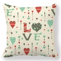 Valentine Peach Skin pillowcase featuring a retro LOVE design with red and teal hearts - Vintage Color LOVE Pattern Style (25)