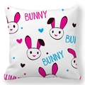 Easter bunny and egg pattern pillowcase on soft peach skin fabric for holiday home decor - 18x18 Inch / Pink Blue Long-eared Bunny