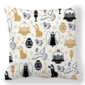 Detail of Easter pillowcase with black and gold bunny and egg pattern on white fabric - 18x18 Inch / Black Gold Easter Dense Pattern