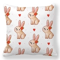Easter decorative pillowcase with cartoon rabbits, red hearts, and polka dots pattern - 45x45cm / Red Polka Dot Bunny (4)