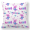 Detailed close-up of Easter rabbit and heart patterns on peach skin pillowcase - 18x18 Inch / Pink Purple Fashion Kids Rabbit