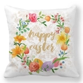 Easter rabbit egg cushion cover with watercolor floral wreath and Happy Easter lettering - 18x18 Inch / Happy Easter Watercolor Floral Wreath with Eggs (25)