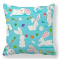 Detailed view of the Easter peach skin cushion cover with cute rabbit and egg patterns - 18x18 Inch / Light Blue Easter Elements (28)