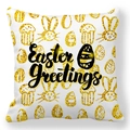 Detail of Happy Easter peach skin pillowcase with golden glitter rabbits and eggs - 18x18 Inch / Gold Glitter Easter Greetings (29)