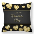 Taie d'oreiller Saint-Valentin noir et or en peau de pêche avec motif de cœurs et texte - Cœur Bloc de Couleur (31) / 45x45cm