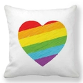 Rainbow heart peach skin pillowcase with colorful hand-painted style on white fabric - Hand-painted Rainbow Heart Style (32)