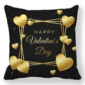 Housse de coussin noire et dorée en peau de pêche pour la Saint-Valentin avec cœurs - Cœur Géo Or Noir (32) / 45x45cm