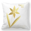 Oster-Kissenbezug mit goldenem Blumenmuster und Easter WISHES Textdesign - 45x45cm / Goldene Blumen Ostern Wishes (40)