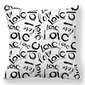 Valentine Peach Skin pillowcase with repetitive black Love graffiti print on white - Black White Love Graffiti Style (30)