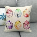 Close-up of Easter linen pillowcase showing detailed watercolor egg patterns and woven texture - Watercolor Ombre Eggs B (11)