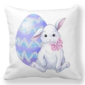 Easter peach skin pillowcase featuring white bunny and sparkling purple egg illustration - 18x18 Inch / Cute Bunny and Egg Illustration (21)