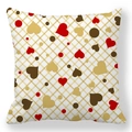Square peach skin pillowcase with red and gold heart grid pattern for Valentine's Day - Red Gold Polka Dot Grid Style (33)