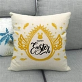 Macro shot of textured linen fabric with Happy Easter gold bunny print and crown - Golden Crown Rabbit (17)