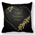 Housse de coussin Saint-Valentin noir et or avec texte Happy Valentine's Day - Cœur de Plante Or Noir (35) / 45x45cm