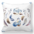 Quadratischer Oster-Kissenbezug mit Aquarell-Federn, Eiern und festlichem Schriftzug - 45x45cm / Aquarell Feder Happy Easter (21)