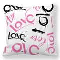 Valentine Peach Skin pillowcase with pink and black Love graffiti typography on white - Pink Black Love Typography Style (31)
