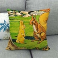 Detail of linen pillowcase featuring a fairy tale rabbit and squirrel forest illustration - Squirrel And Rabbit (3)