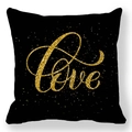 Housse de coussin noire avec texte Love pailleté doré pour la décoration festive - LOVE Doré (36) / 45x45cm