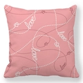 Pink peach skin square pillowcase with heart motifs and decorative love lettering - Pink Base Love Heart Style (35)