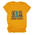 Dettaglio della stampa Howdy Easter con motivi a coniglio su t-shirt gialla - S / Giallo Senape