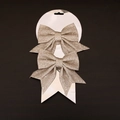 Set of two champagne gold sequin Christmas bows with long ribbons for tree decor - Champagne