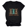 Détail du graphique Howdy Easter avec motifs de lapin sur un t-shirt en coton noir - S / Noir